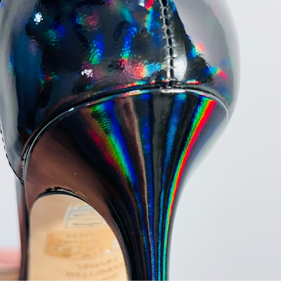 Stuart Weitzman Stiletto Patent Leather High Heel Sandals/ black metallic/size 8 - Picture 12 of 14